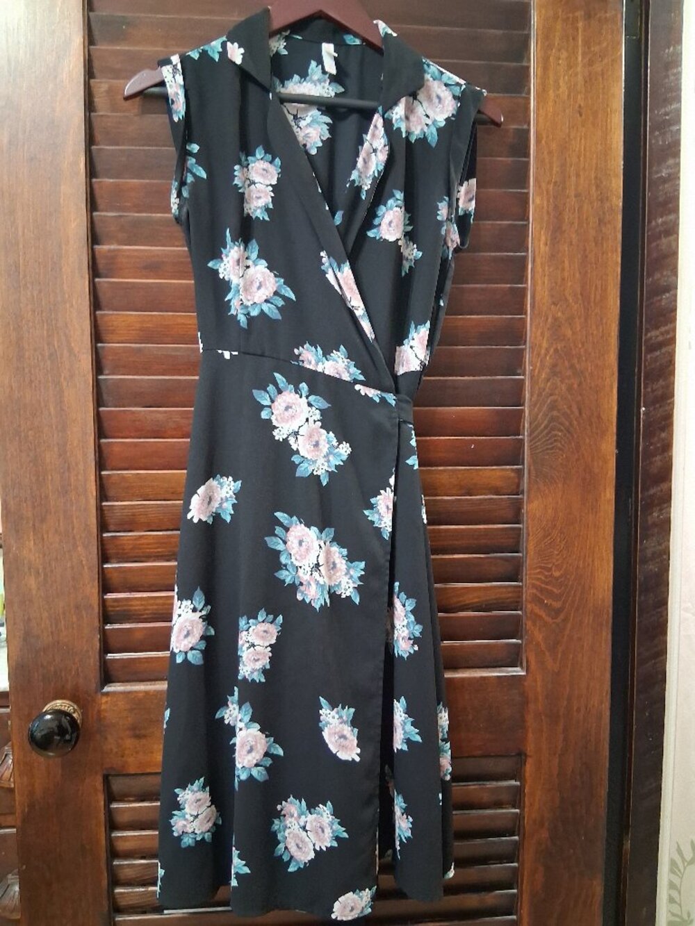 Black Floral Wrap Dress